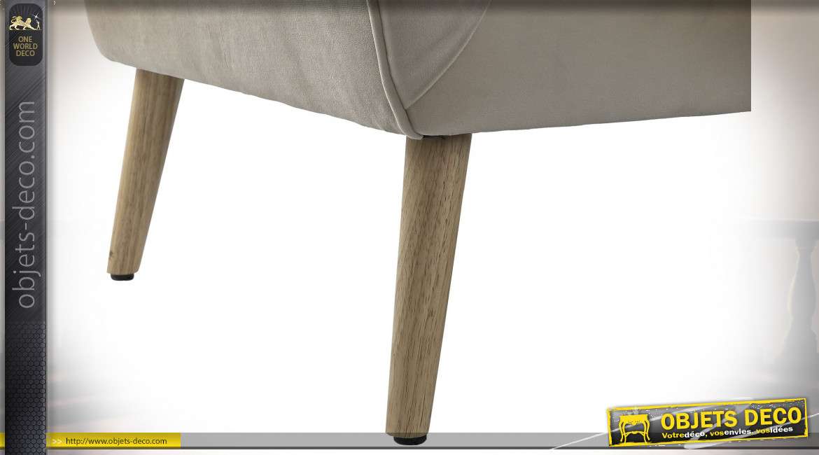 Canapé deux places gris beige à dossier capitonné, 135cm