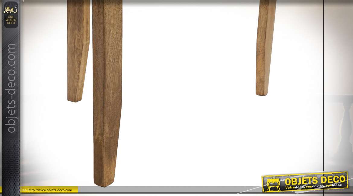 Table basse style oriental en bois de manguier et plateau finition laiton, 76cm