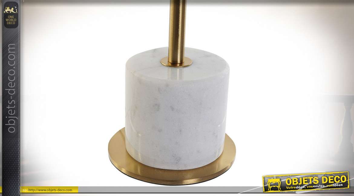 Lampe de bureau moderne en marbre finition blanche et dorée, 50cm