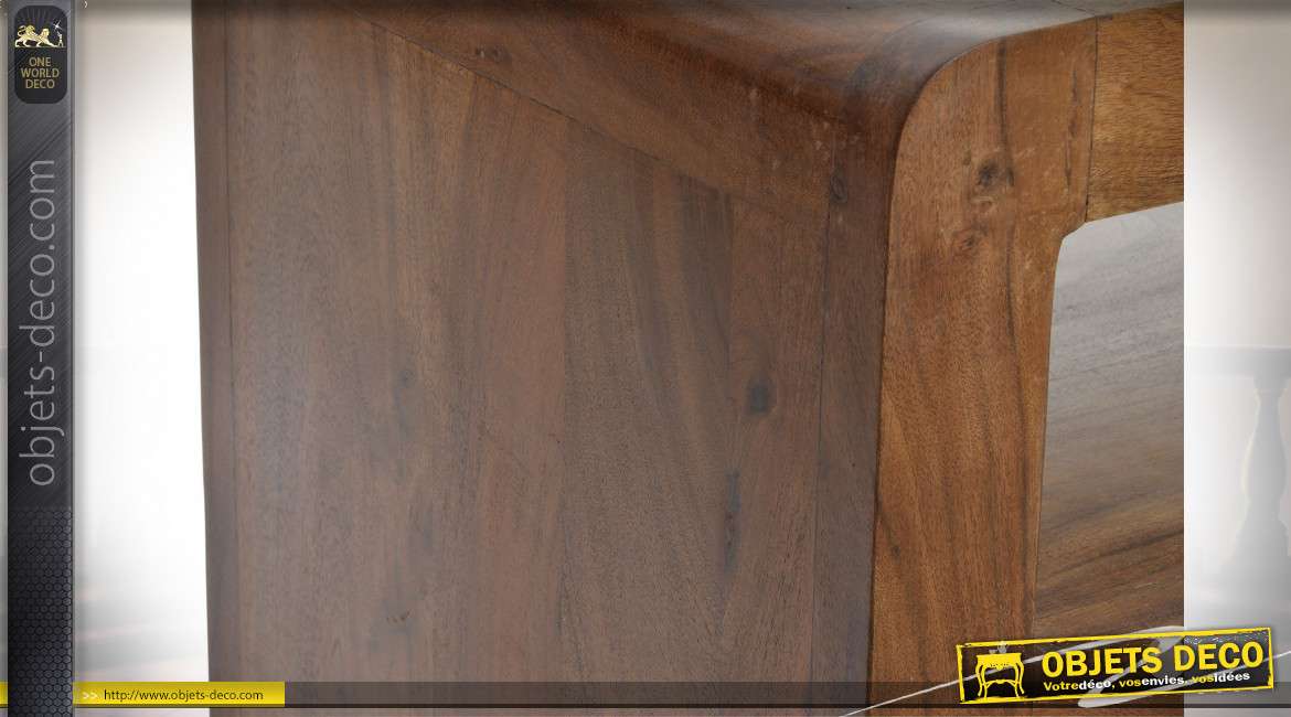 Meuble de TV en bois d'acacia finition brou de noix esprit Alpin, 140cm