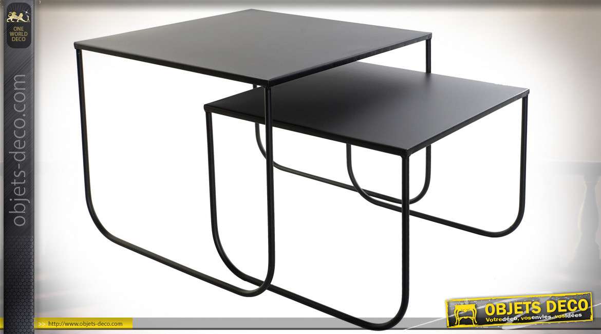Série de deux tables d'appoint gigogne style moderne contemporain, 45cm