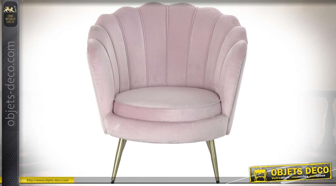 FAUTEUIL POLYESTER MÉTAL 80X46X84 COQUILLAGE ROSE