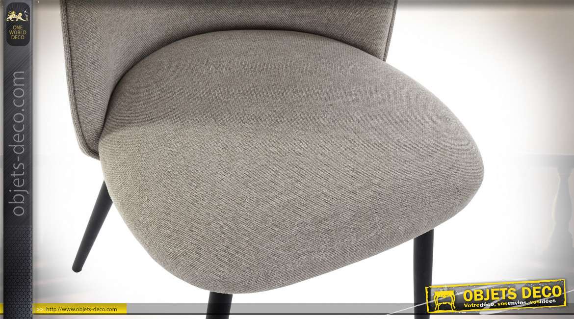 Chaise en maille de polyester finition grise et noire de style contemporain, 84cm