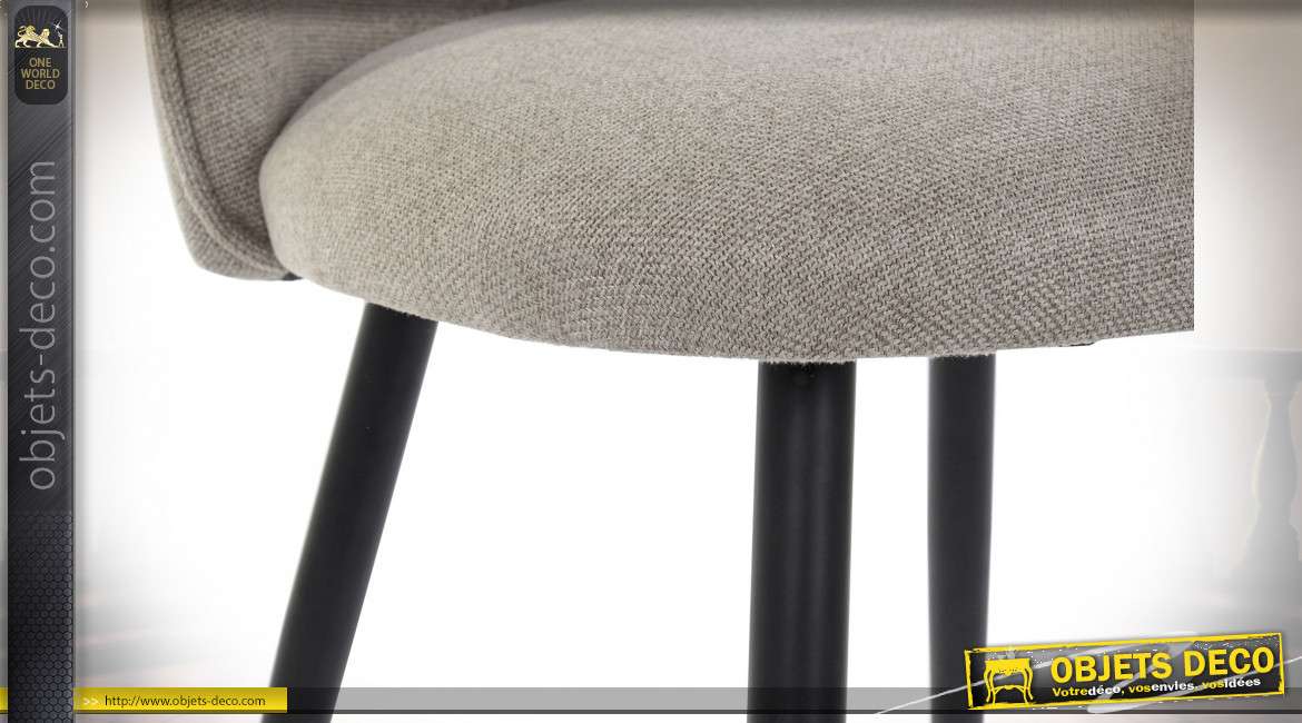 Chaise en maille de polyester finition grise et noire de style contemporain, 84cm