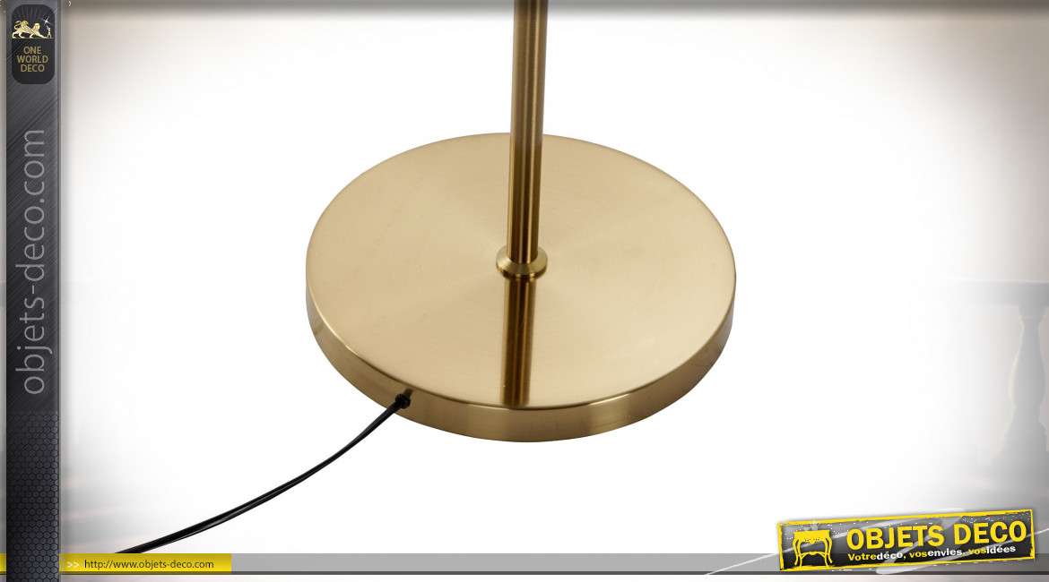Lampadaire à interrupteur tirette style design moderne en métal finition dorée et blanche, 160cm
