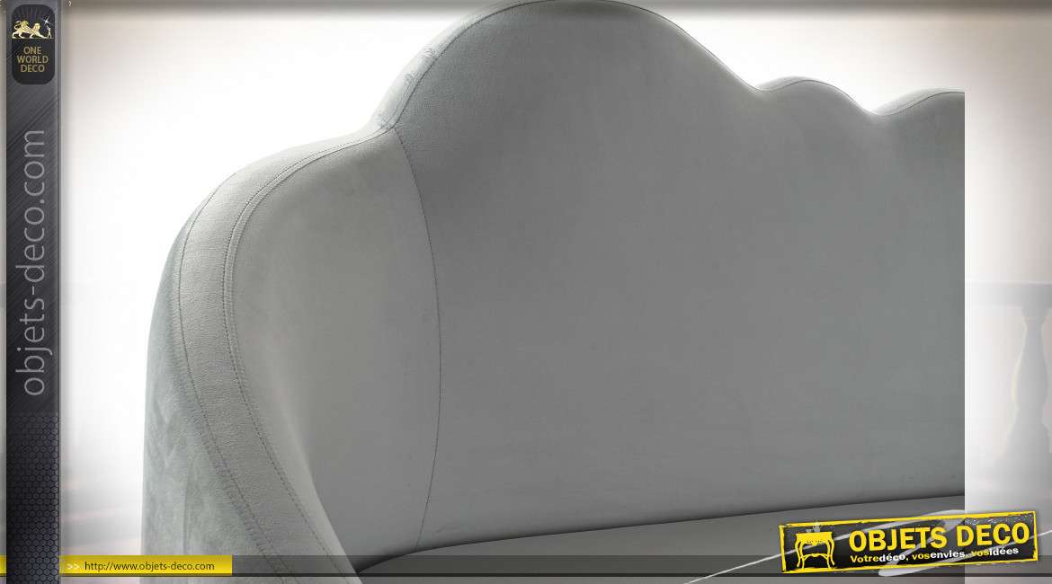 Canapé nuage deux places en polyester effet velours finition grise et dorée style cosy moderne, 155cm