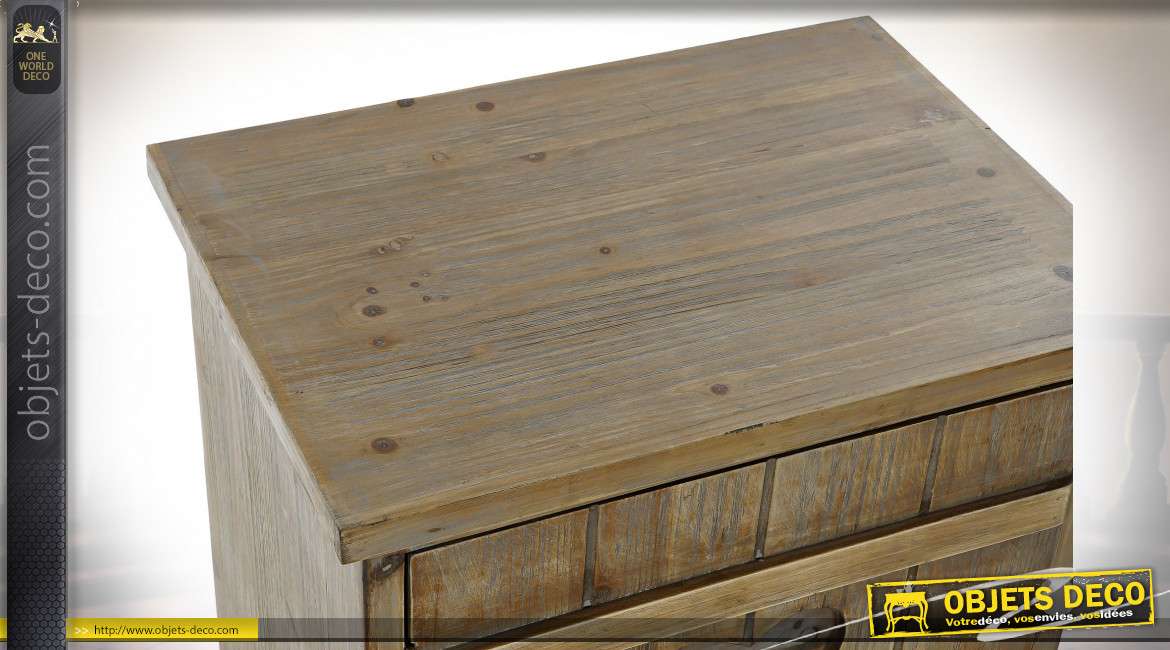 Table de chevet de style alpin en bois finition brun clair, 61cm