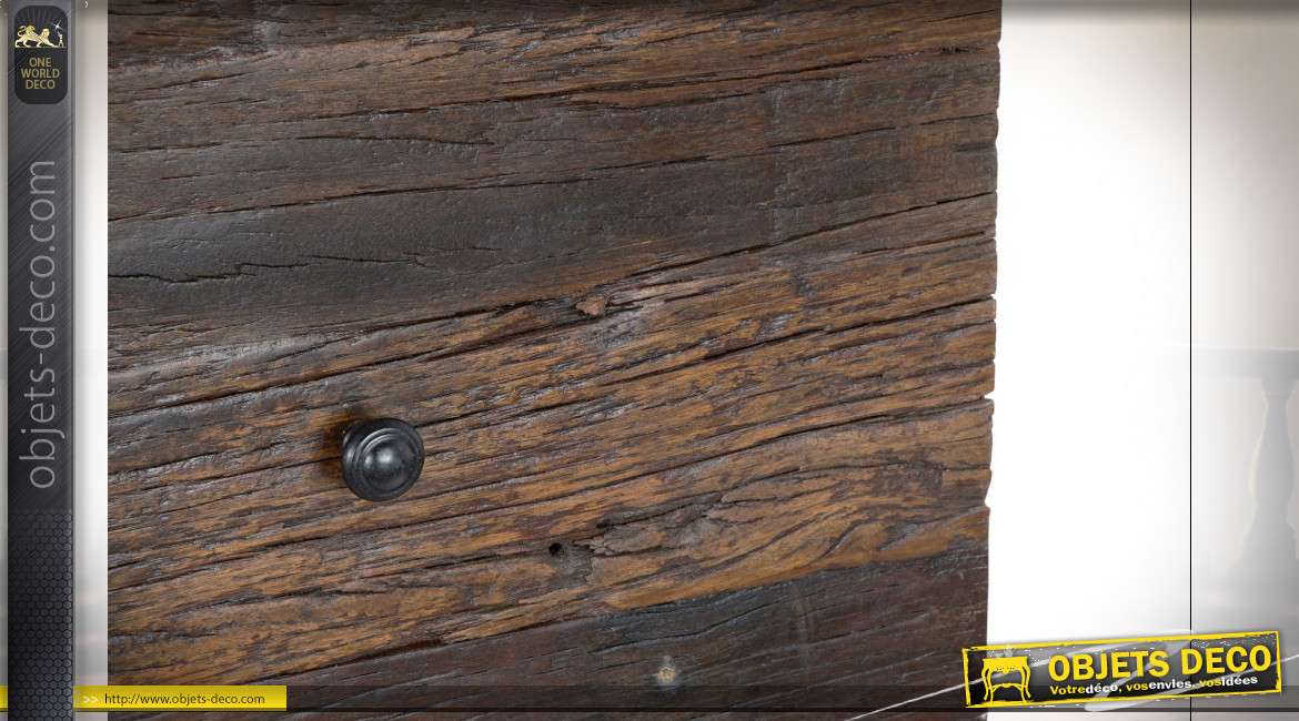 Étagère en bois d'acacia finition brou de noix et brun foncé de style Alpin, 160cm