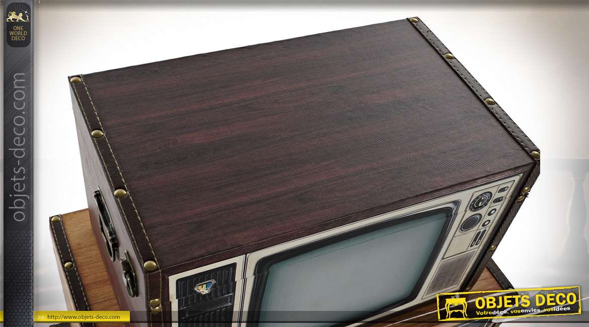 Série de trois coffres de rangement vieilles télévisions de style rétro, 60cm