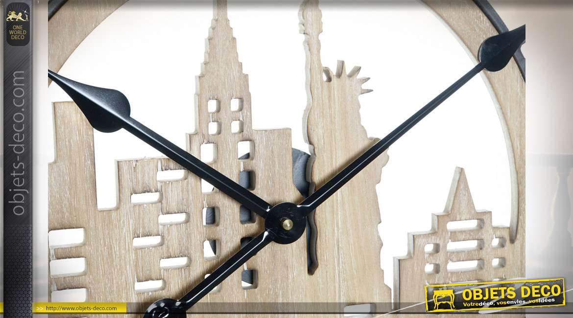 Série de deux horloges murales Parisienne et New-Yorkaise style urbain, 60cm