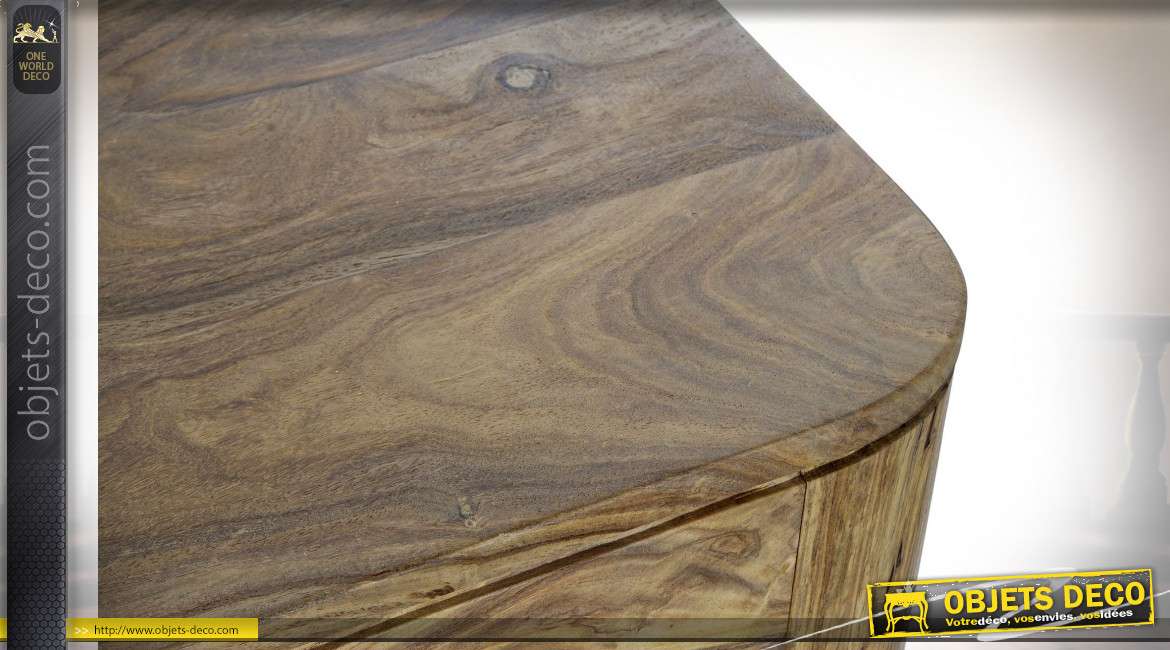 Table en bois de sheesham finition naturelle style chalet, 160cm