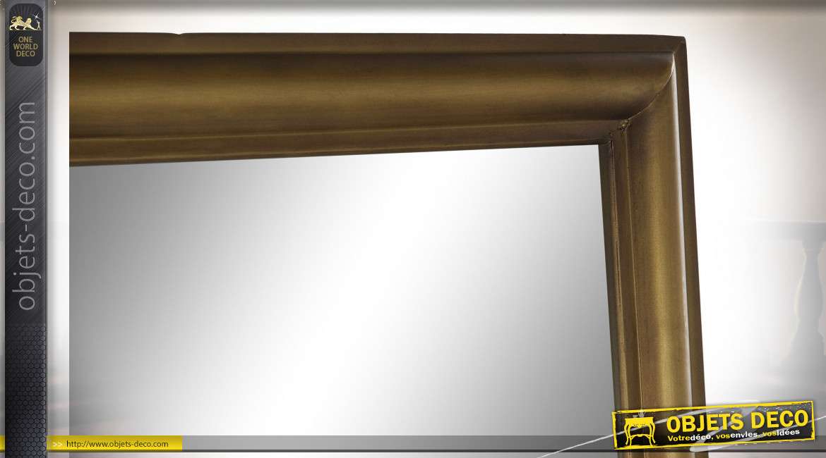 Grand miroir de dressing sur pied finition noire et dorée, 170.5cm