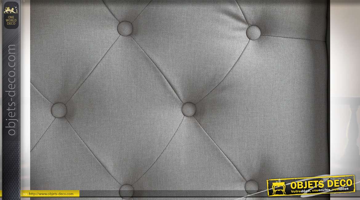 Tête de lit grise capitonnée de style moderne contemporain, 198cm