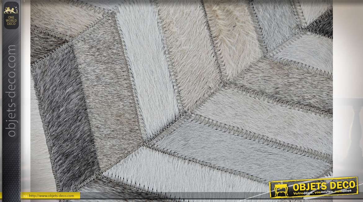 Grand tapis style moderne contemporain en polyester imitation fourrure multicolore, 120x180cm