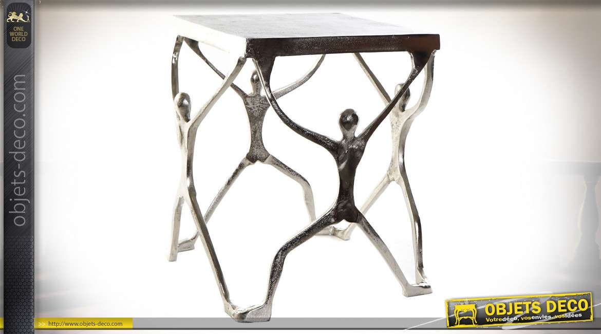 Table auxiliaire en aluminium finition argentée de style moderne design, 46cm
