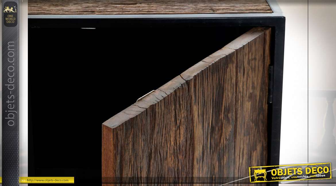 Meuble de salle à manger en bois finition brou de noix effet rustique de style alpin, 140cm