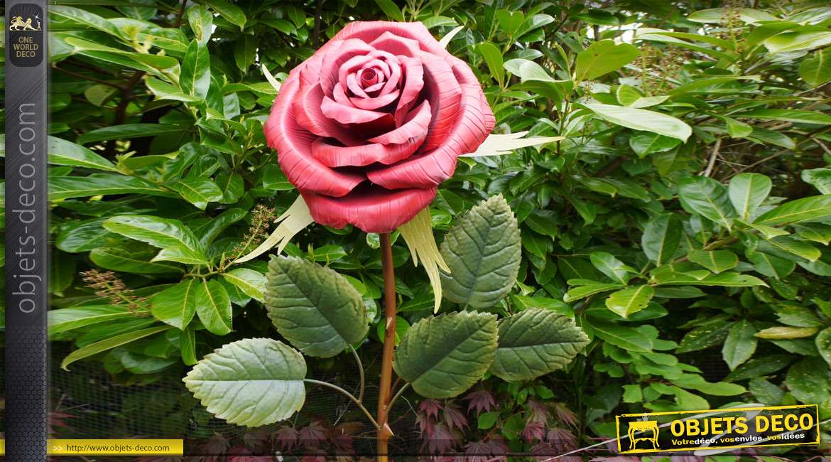 Rose géante de 180cm en métal, finition métallique pour ornement de parcs et jardins ou usage intérieur