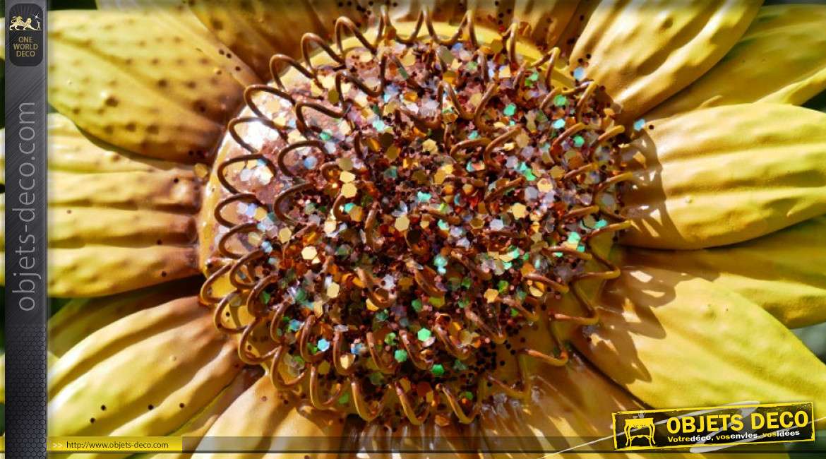 Série de 3 tournesols décoratifs en métal, à ficher dans le sol pour un usage extérieur, esprit fleurs éternelles, 88cm