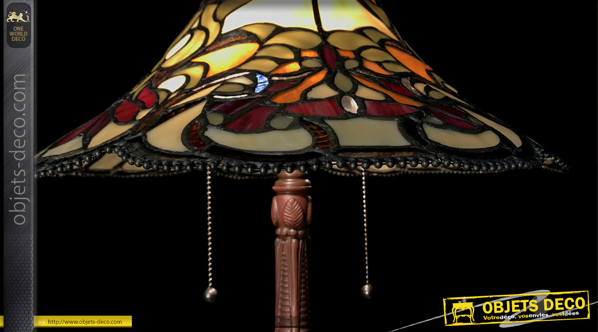 Grande lampe de salon de style Tiffany, ambiance rétro cabaret des années 20, Ø51cm