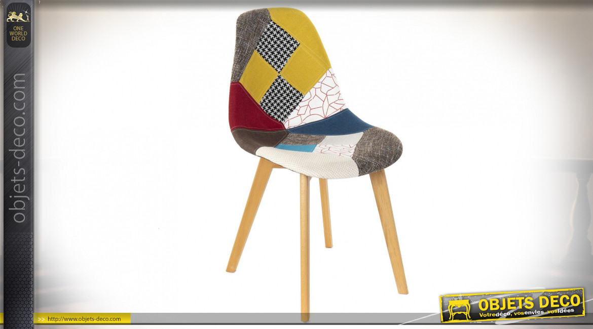 Chaise moderne à motifs patchwork multicolores, 83cm