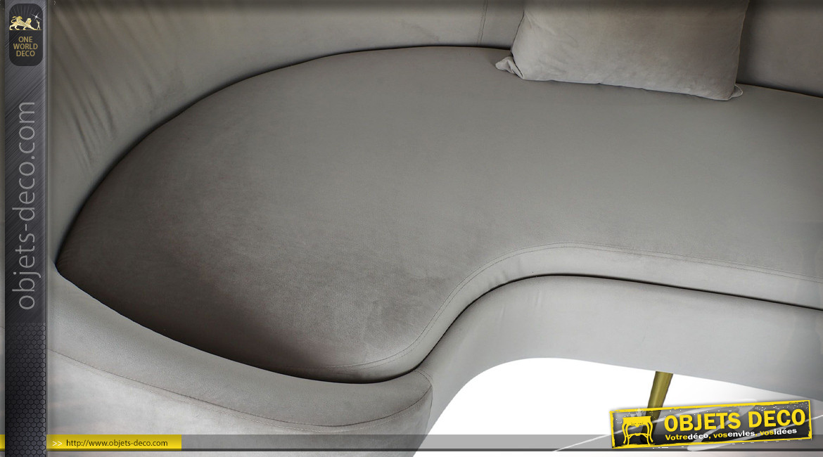 Canapé 3 places de style moderne en velours finition gris clair, 210cm