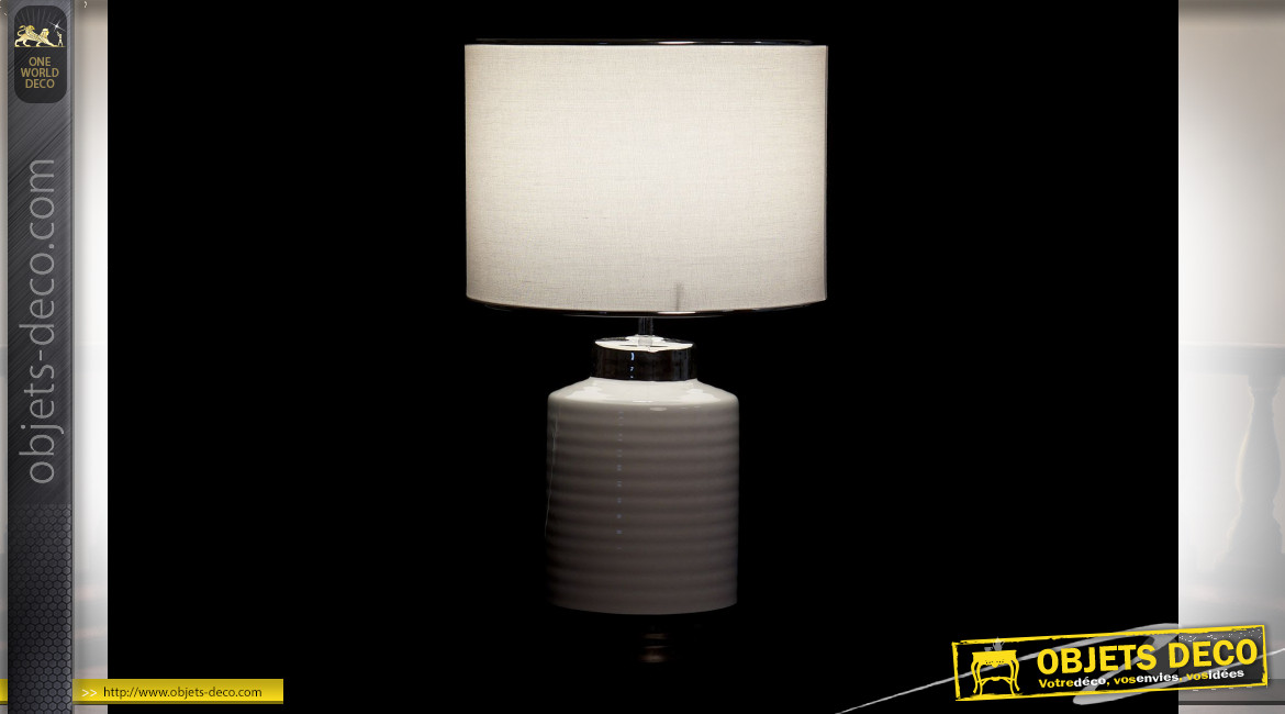 Lampe de table moderne en dolomite blanc laqué, 59cm