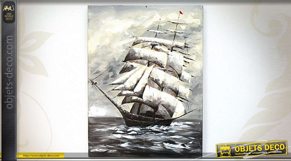 Tableau sur toile représentant un grand voilier trois mâts