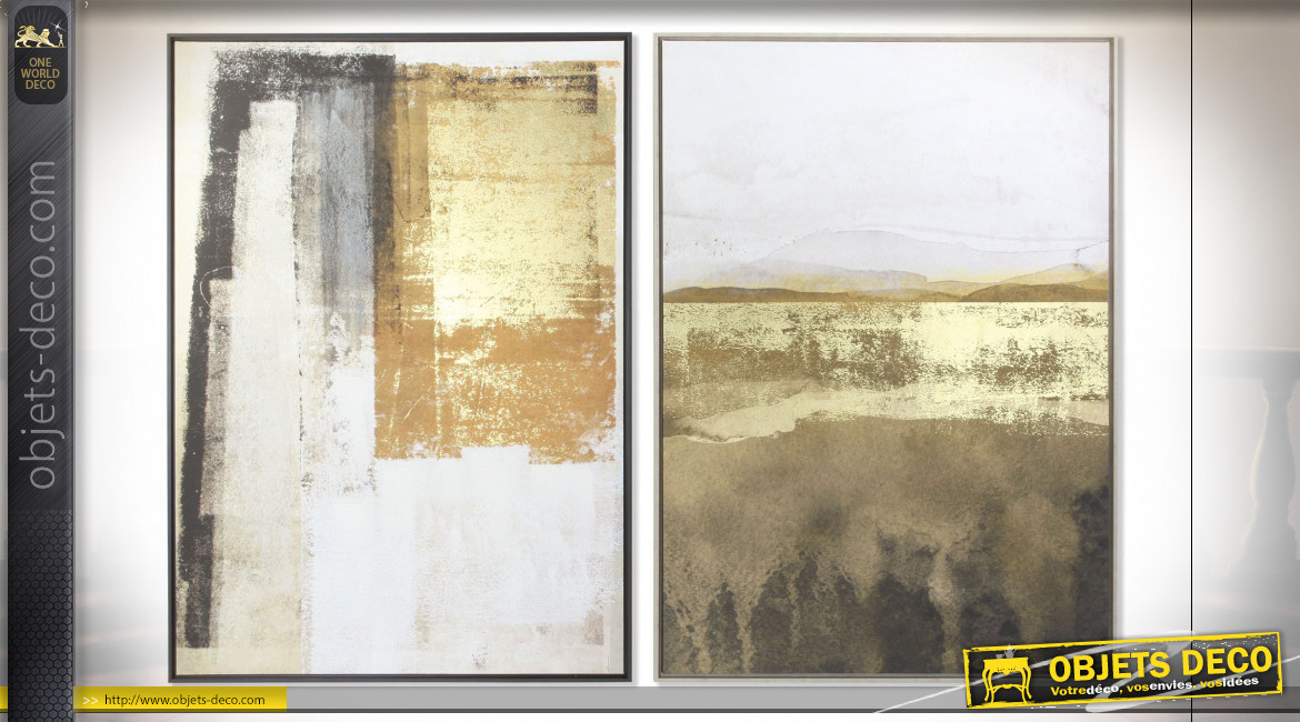 Série de 2 toiles abstraites en 144 x 103 cm avec encadrements