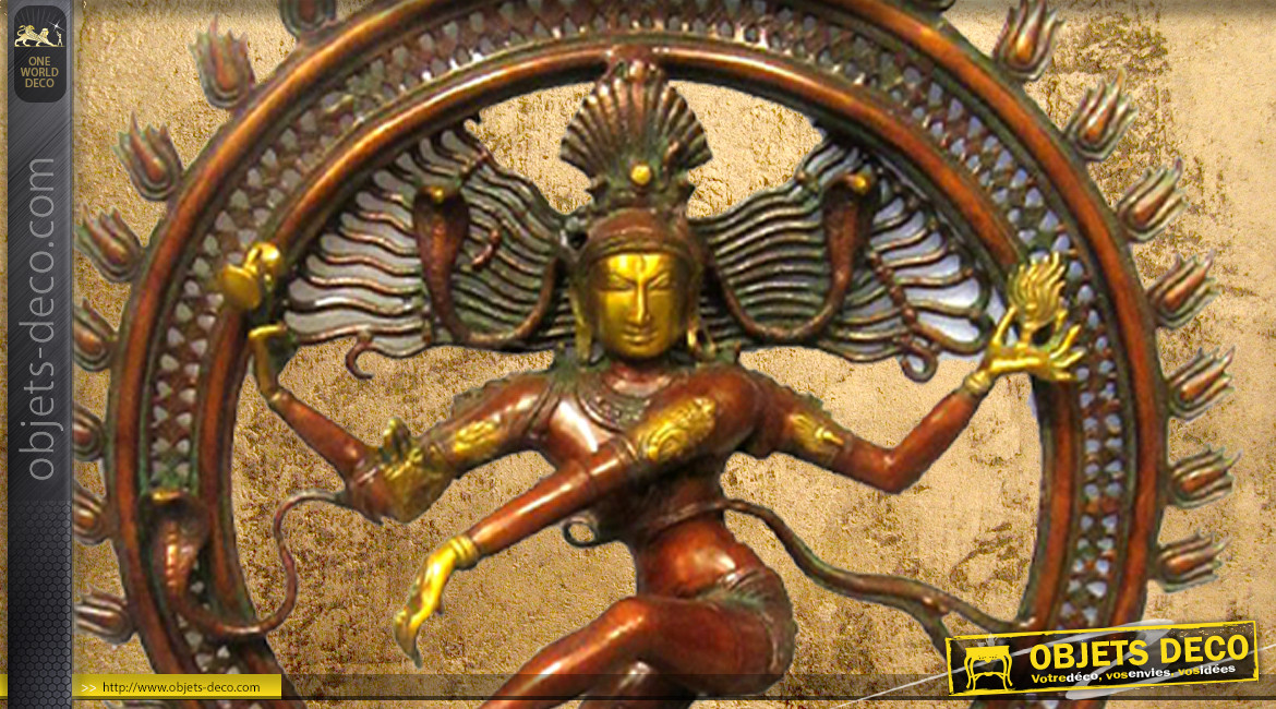Grande sculpture en laiton massif, représentation de Shiva-Nataraja exécutant la danse de la félicité, 37kg - 106cm