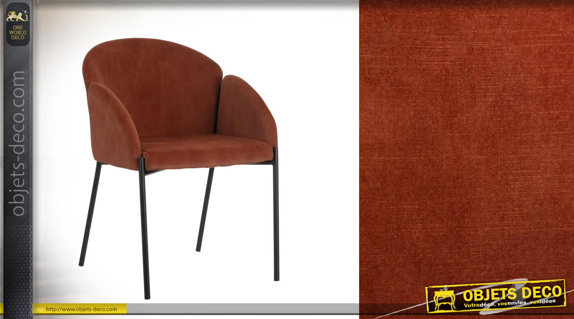 Chaise en métal finition charbon et velours rouge andrinople, ambiance rétro, modèle Bartholomé