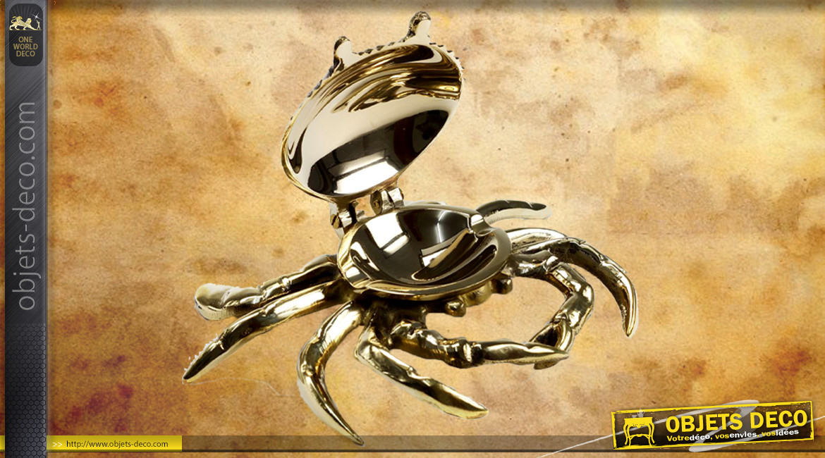 Cendrier en laiton doré en forme de crabe, déco signe du zodiaque, 18cm