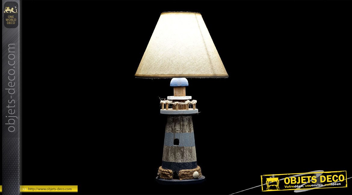 Lampe de table en forme de phare marin ambiance bord de mer, 45cm