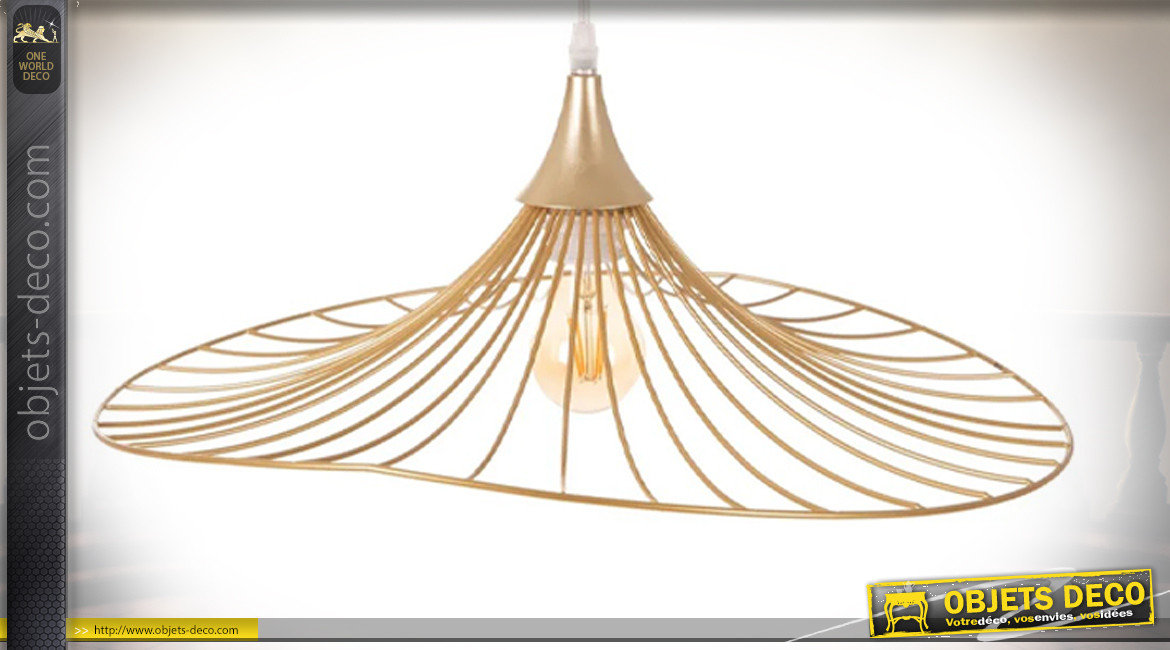 Suspension Libellule en métal doré effet brossé, filamentée et aérienne, Ø50cm