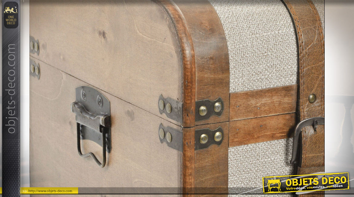 Petit meuble de rangement à tiroirs en forme de vieille malle ambiance rétro, 71cm