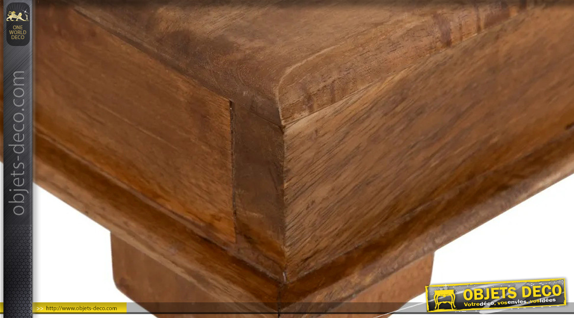Table de salle à manger rectangulaire en bois de manguier massif, pieds tournés, ambiance rustico chic, 200cm