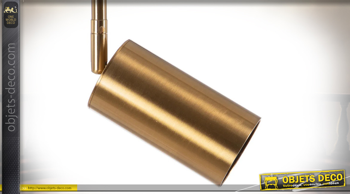 Luminaire spot en métal effet laiton doré, barre de 30 cm, ambiance moderne
