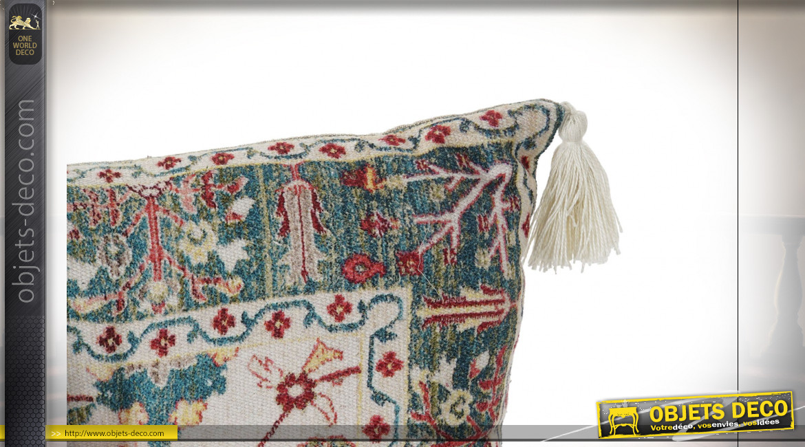 Ensemble de coussins en coton de style oriental aux motifs fleuris colorés, 155cm