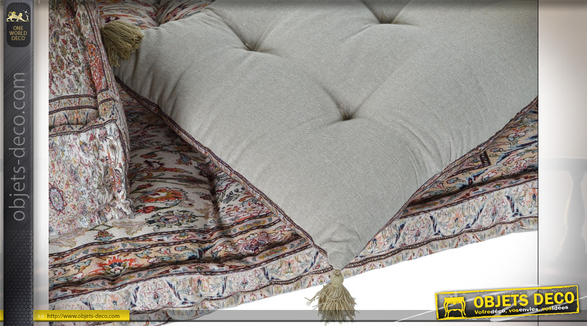 Ensemble de coussins pour canapé en coton très coloré ambiance orientale, 155cm