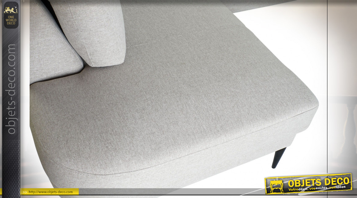 Canapé d'angle de style contemporain en coton finition gris clair, 240cm