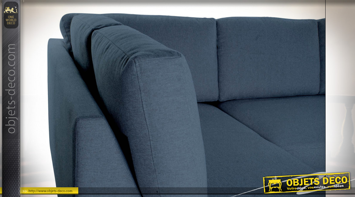 Canapé d'angle en coton finition bleu foncé ambiance contemporaine, 240cm
