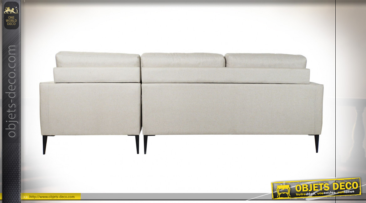 Canapé d'angle en polyester finition beige ambiance moderne, 240cm
