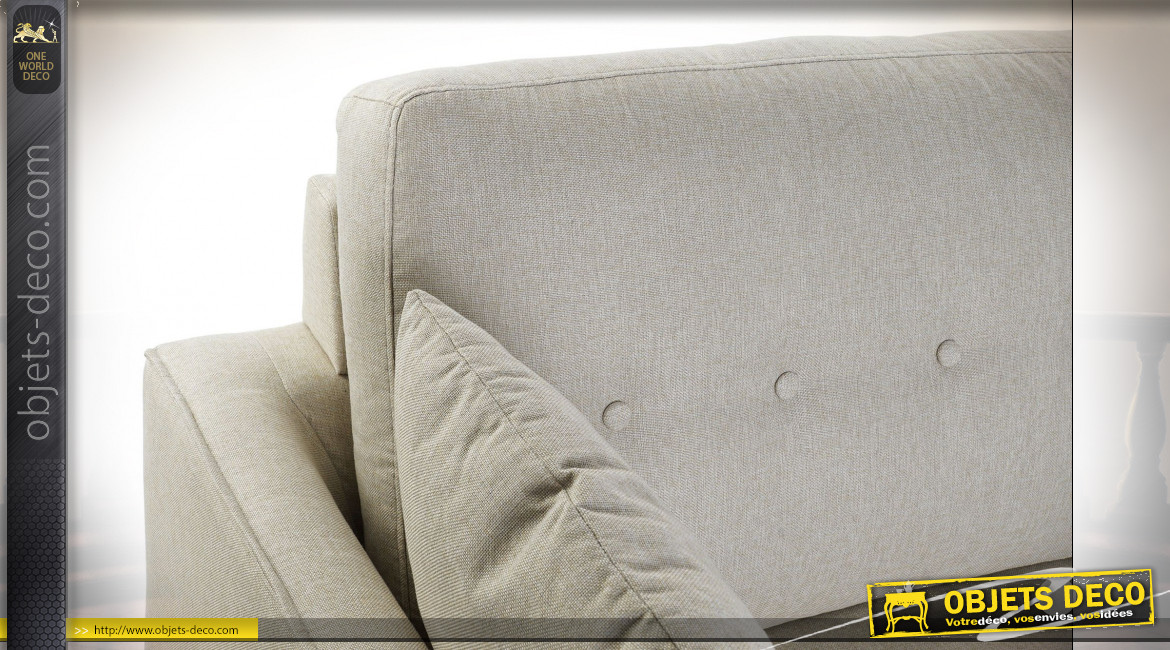 Canapé d'angle de style moderne en polyester finition beige et pieds en métal, 240cm