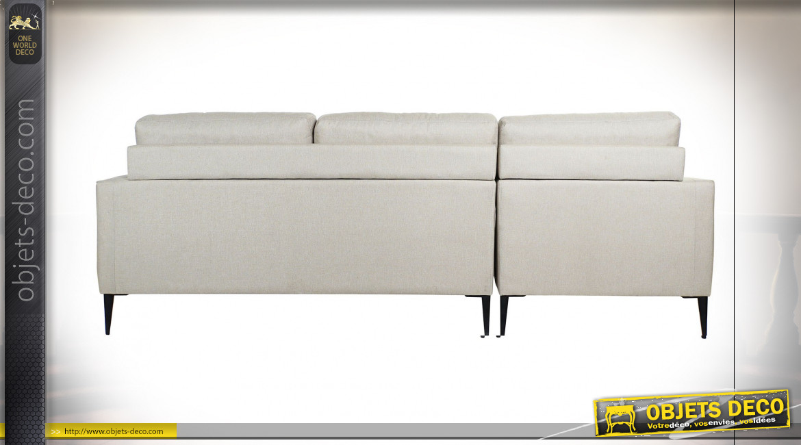 Canapé d'angle de style moderne en polyester finition beige et pieds en métal, 240cm