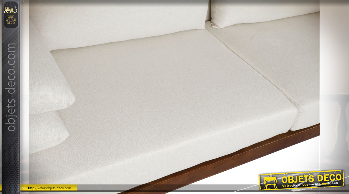 Canapé 2 personnes de style contemporain en polyester et coton finition blanche, 220cm