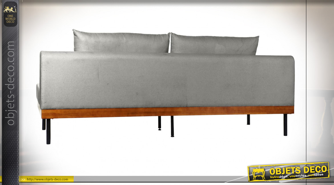 Canapé 2 personnes en coton et polyester finition gris foncé ambiance contemporaine, 220cm