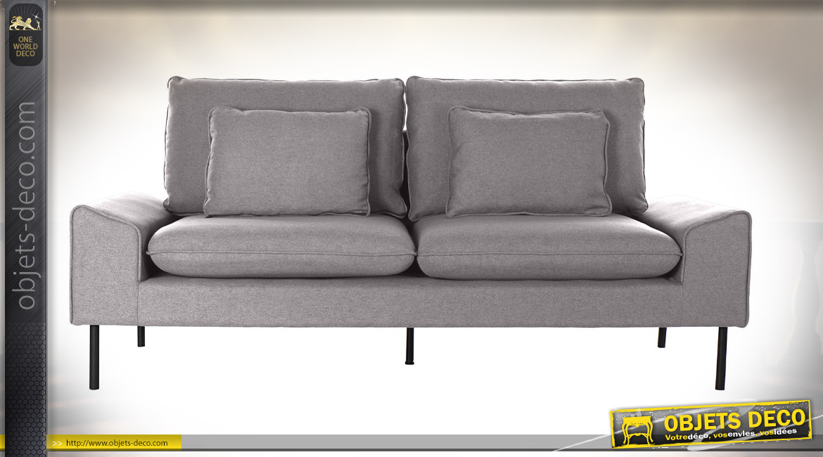 Canapé 2 personnes en polyester finition gris clair et pieds en métal de style moderne, 200cm