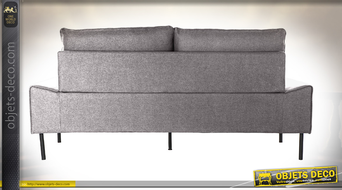 Canapé 2 personnes en polyester finition gris clair et pieds en métal de style moderne, 200cm