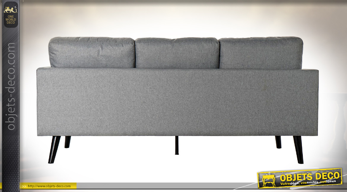 Canapé 3 personnes de style contemporain en polyester finition grise, 195cm