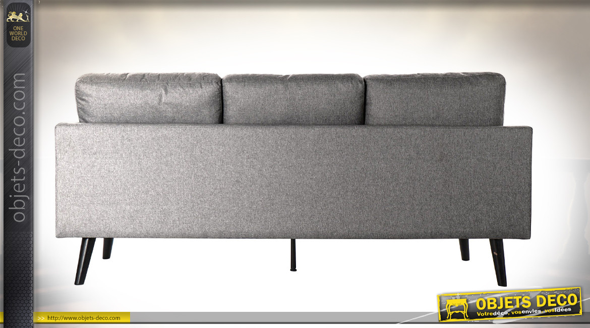 Canapé 3 personnes en polyester finition gris clair ambiance contemporaine, 195cm