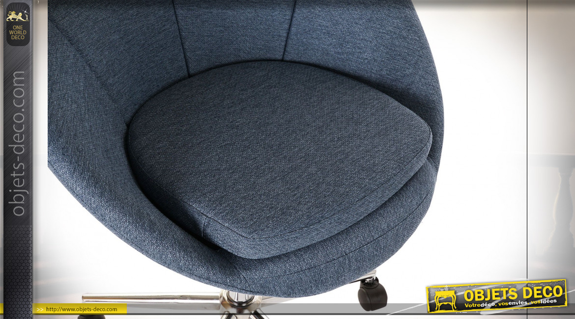 Chaise de bureau ajustable en polyester finition bleu, 89cm